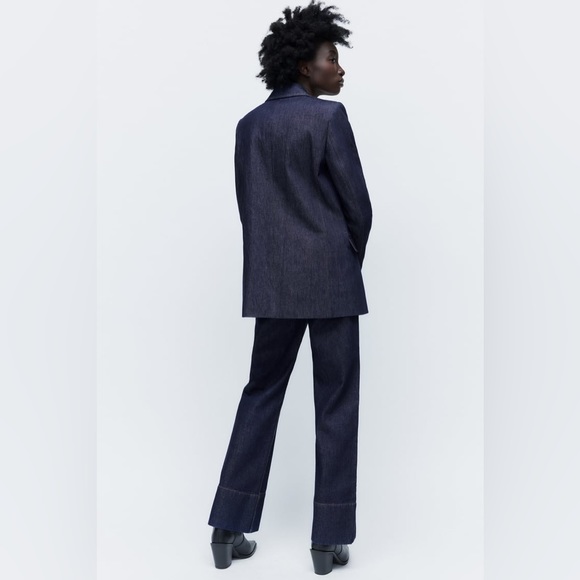 Zara Set - Golden Button Blazer Denim & High Rise Front Sean Z1975 Jeans - Picture 10 of 16